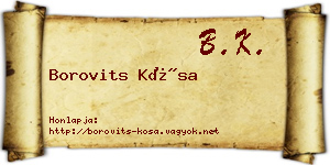Borovits Kósa névjegykártya